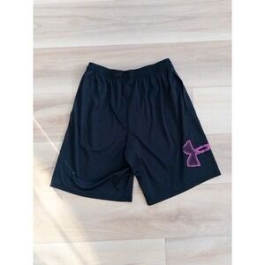 Under Armour Men's Black Athletic Shorts with Pink Logo Size LG